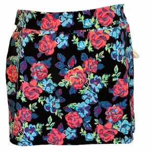 NoBo Flowered Mini Skirt With Rolled Waist Band.